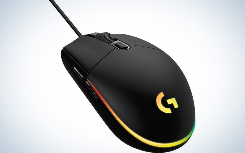 Logitech g203 cheap gaming mouse on a plain background