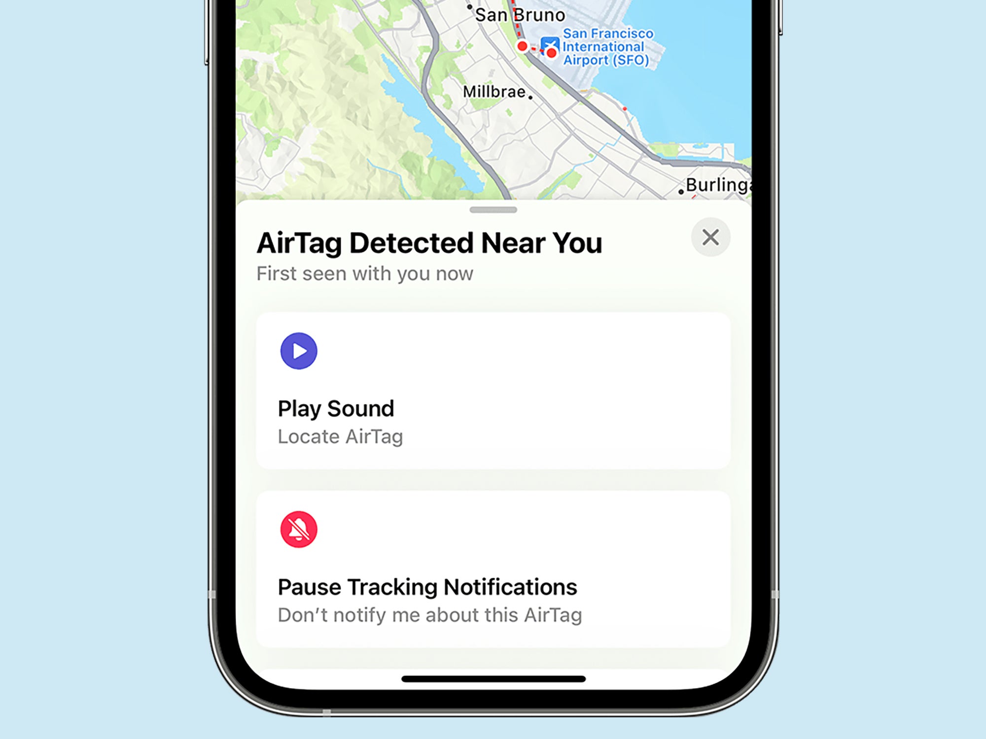 Find my app tracking an AirTag