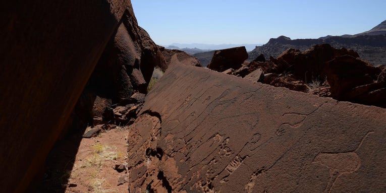 Stone Age animal engravings in Namibian caves guided Indigenous trackers over time