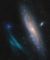 Andromeda Galaxy shown next to plasma arc
