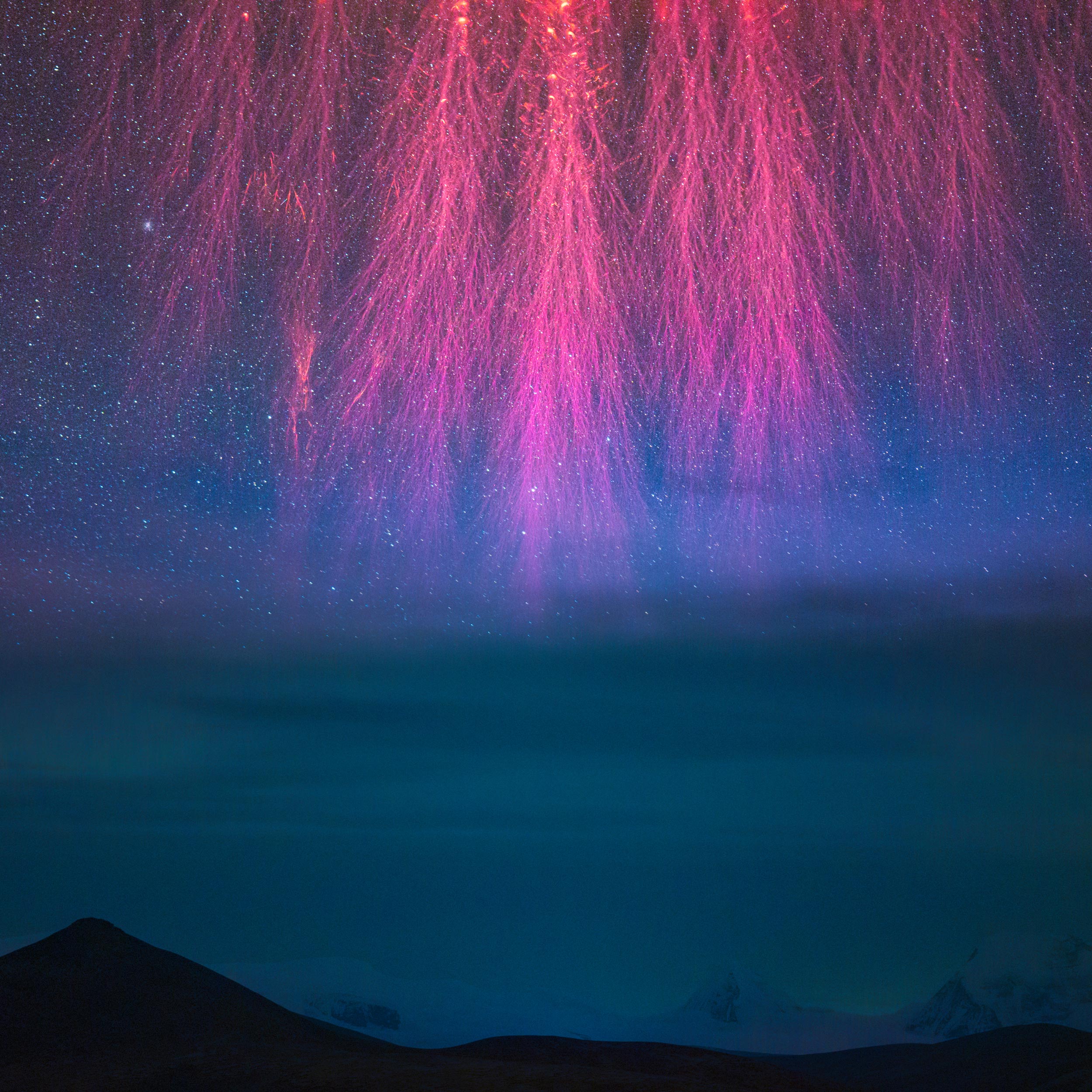Pink sprites fall from the sky