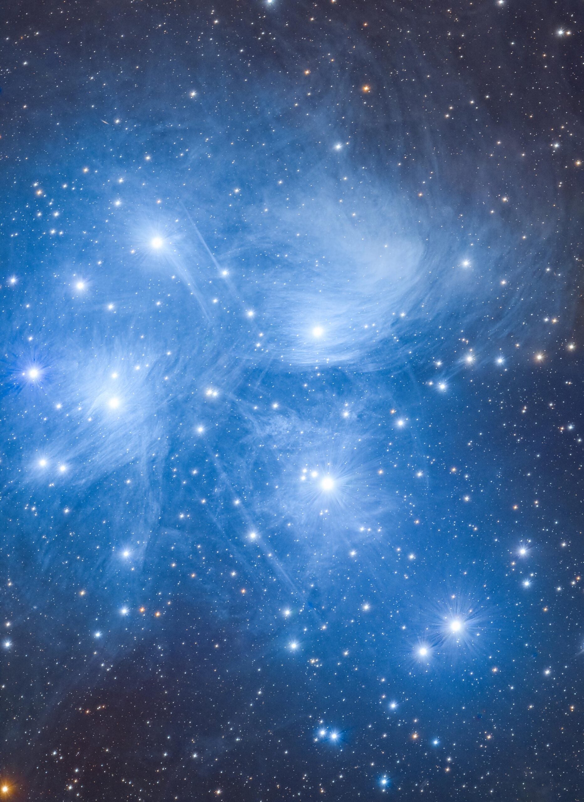 Seven Sisters star cluster shining brightly