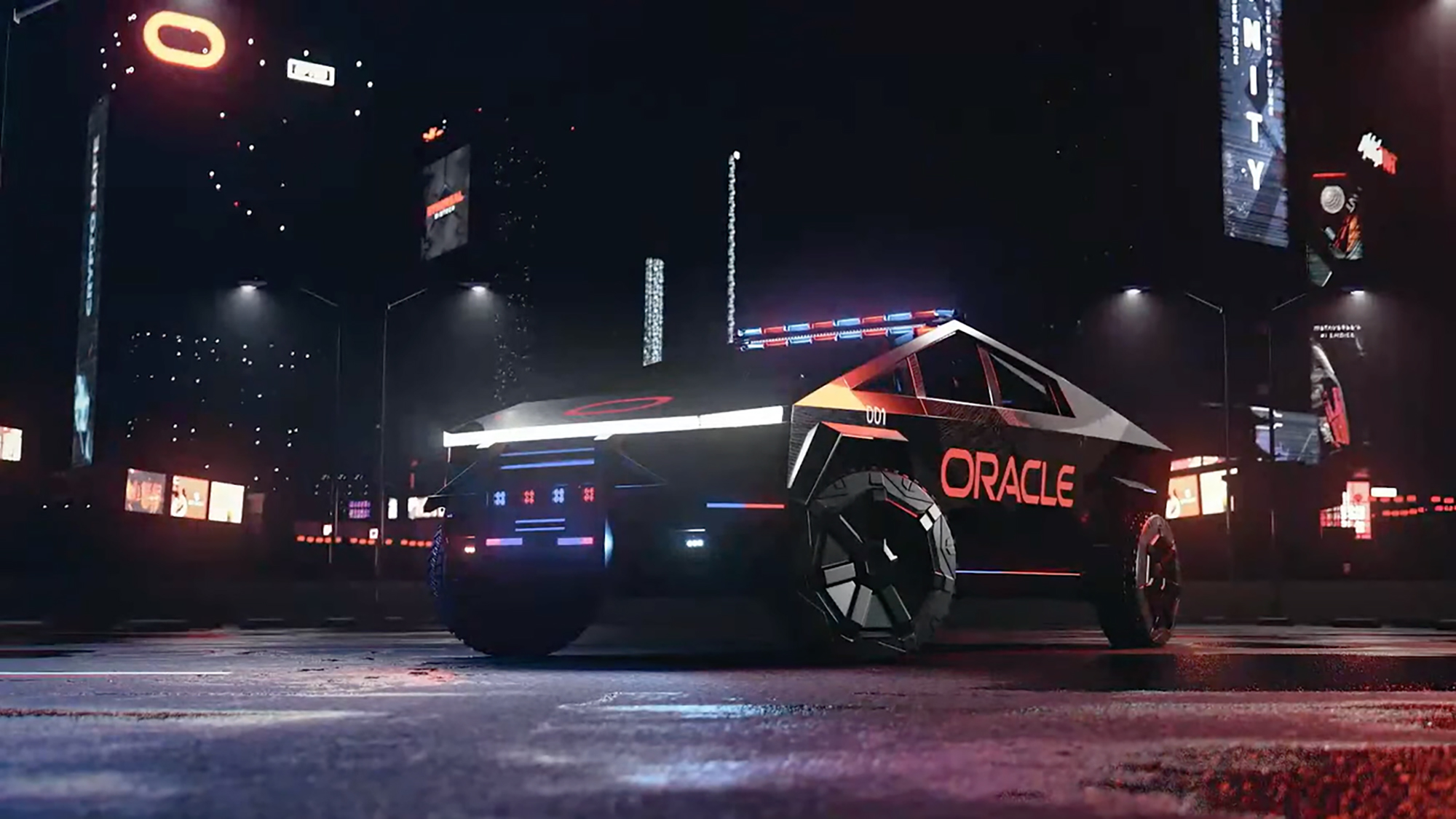 Tesla Oracle Cybertruck cop car concept art