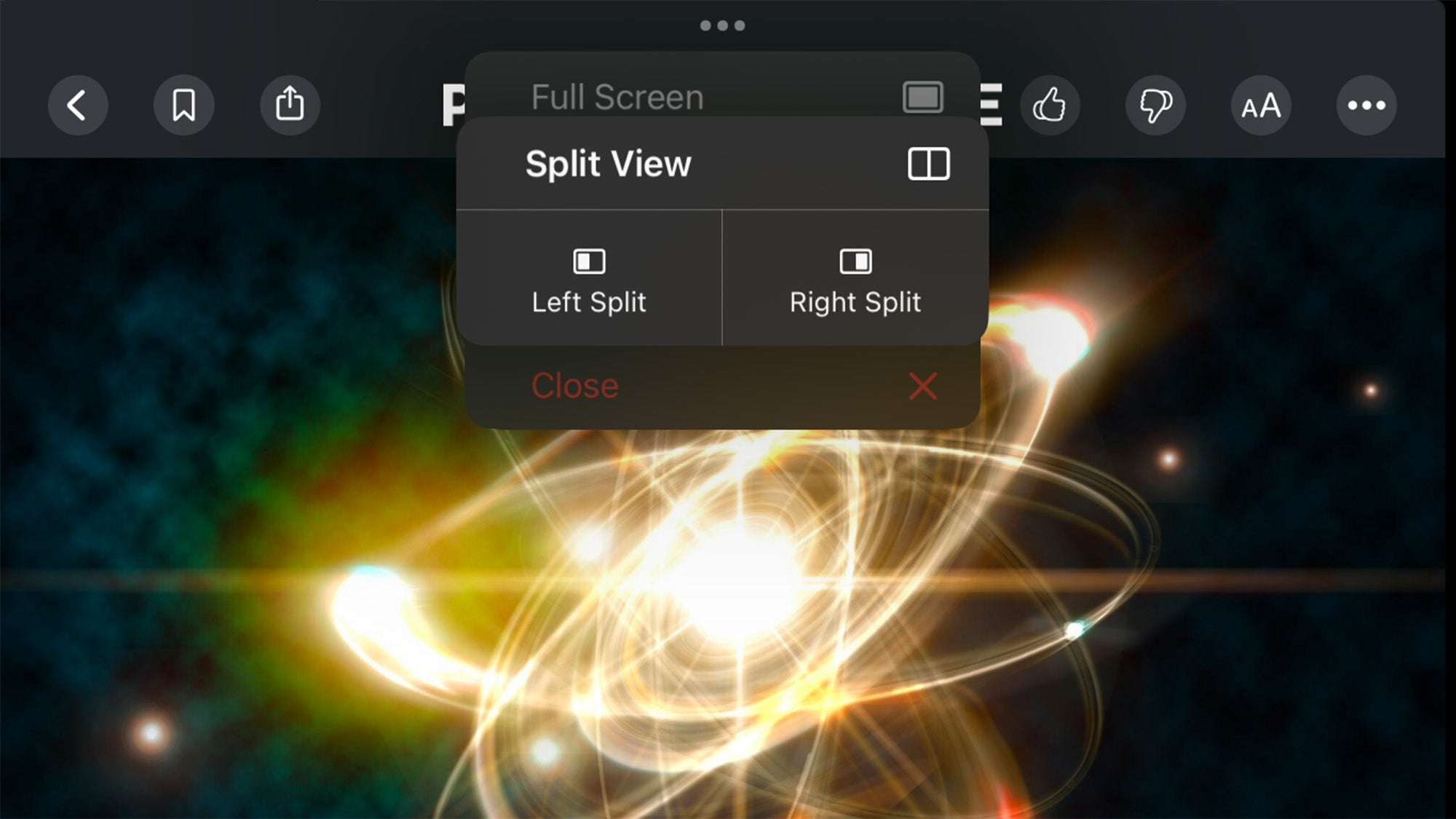 Split View settings on iPad Pro