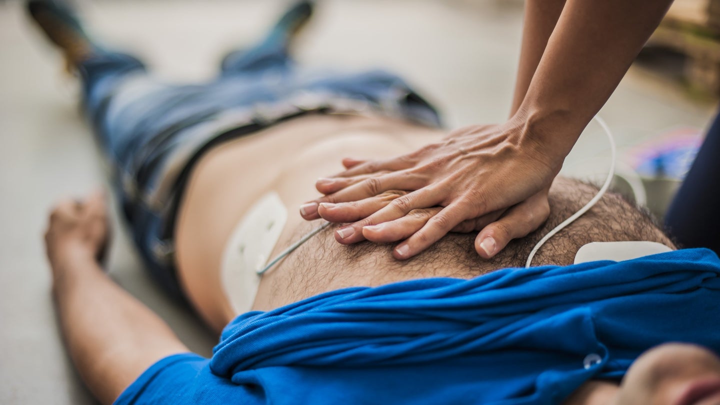 A person receiving chest compressions.