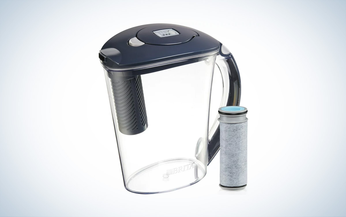 The Brita Large Stream Filter as You Pour filter pitcher against a white background