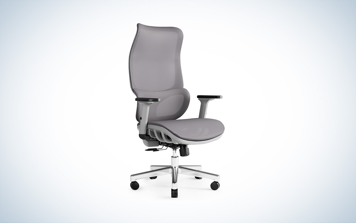 Gray JOYFLY Big and Tall Office Chair against a white background