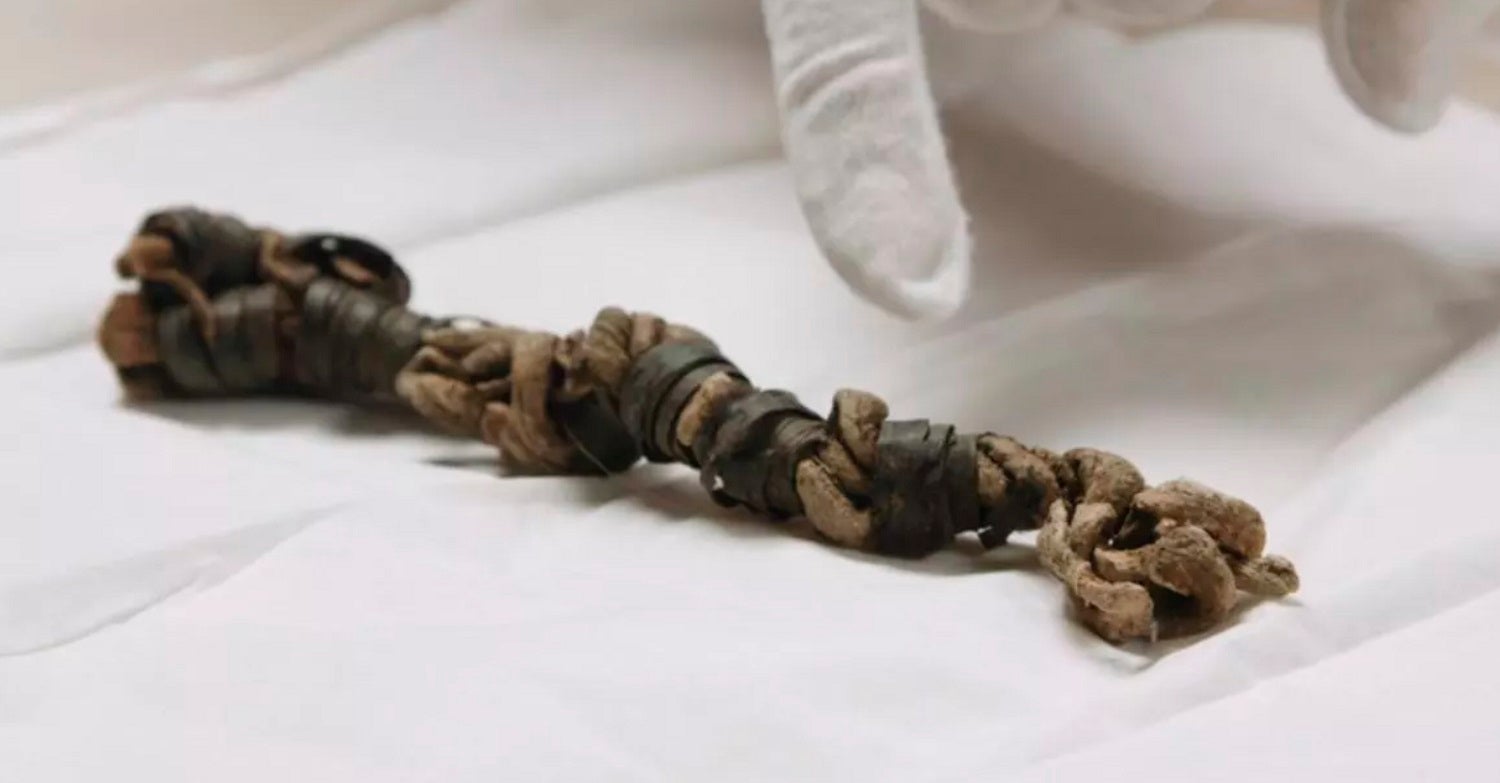 Twisted leather artifact found in Yellowstone National Park ice patch