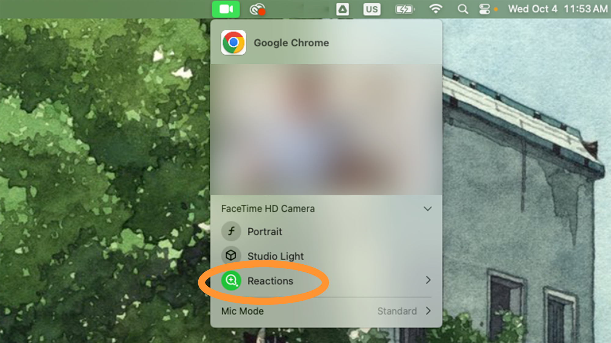 Video menu on macOS