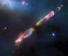 Herbig-Haro 211, released Herbig-Haro objects are formed when stellar winds or jets of gas spewing from newborn stars form shock waves colliding with nearby gas and dust at high speeds.