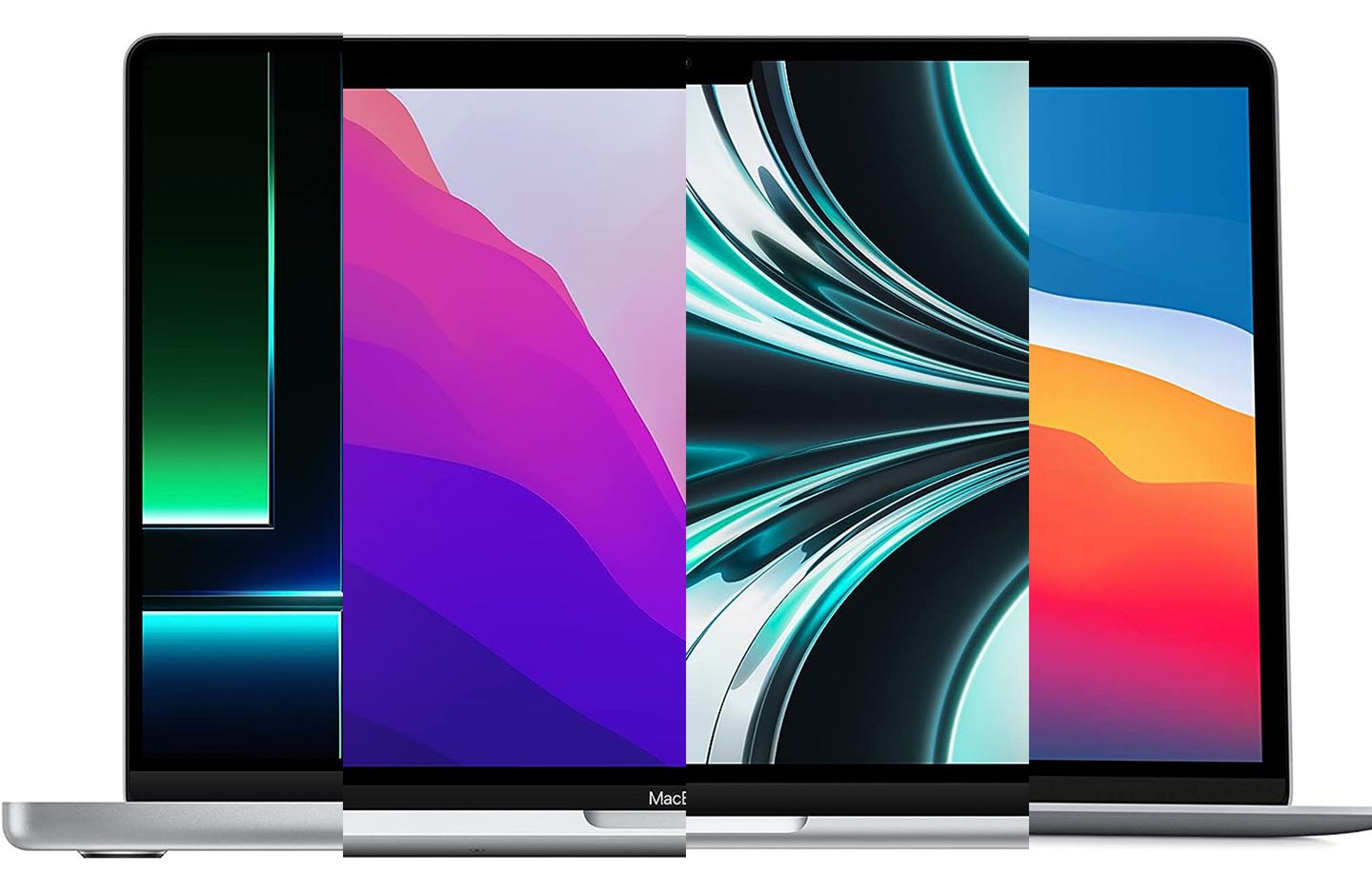 A lineup of the best Macbooks on a white background
