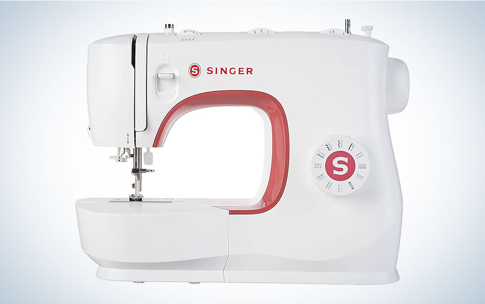 A Singer MX 231 Sewing Machine on a blue and white background