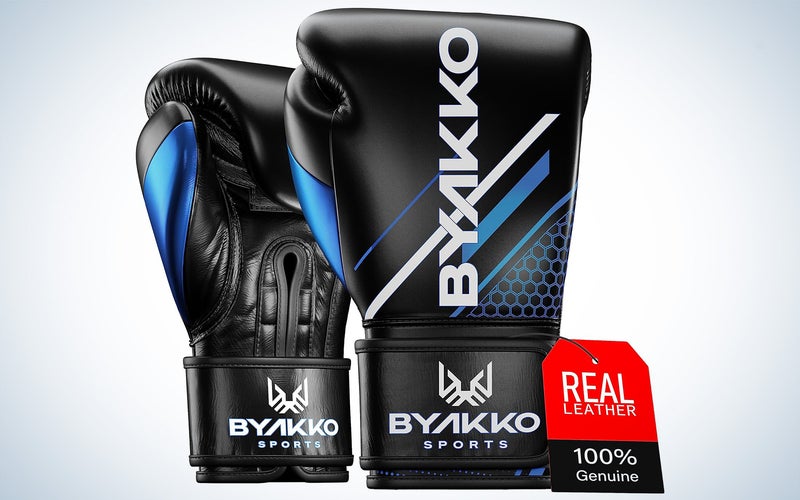 Byakko boxing gloves on a plain background. They're standing up facing each other.