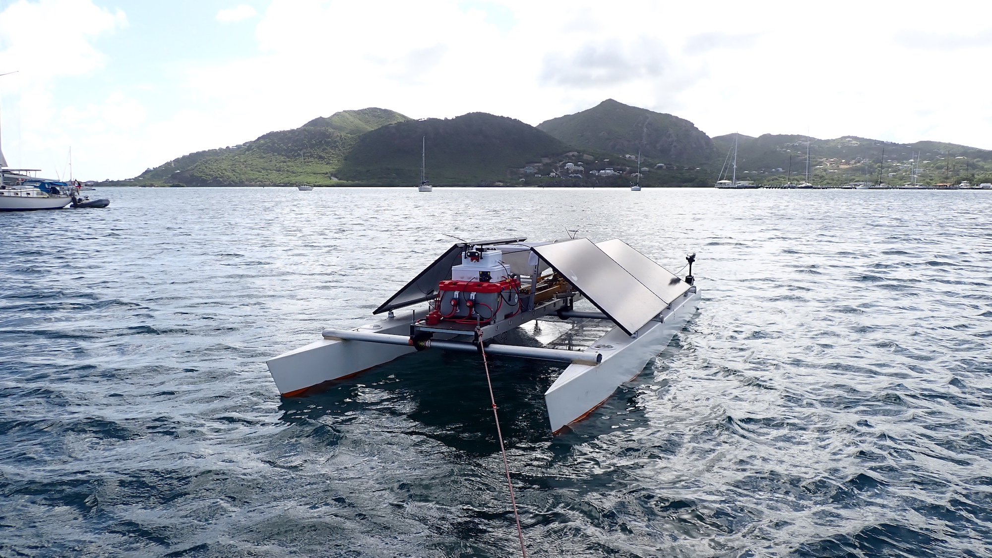 AlgaRay robot floating atop water in Antigua