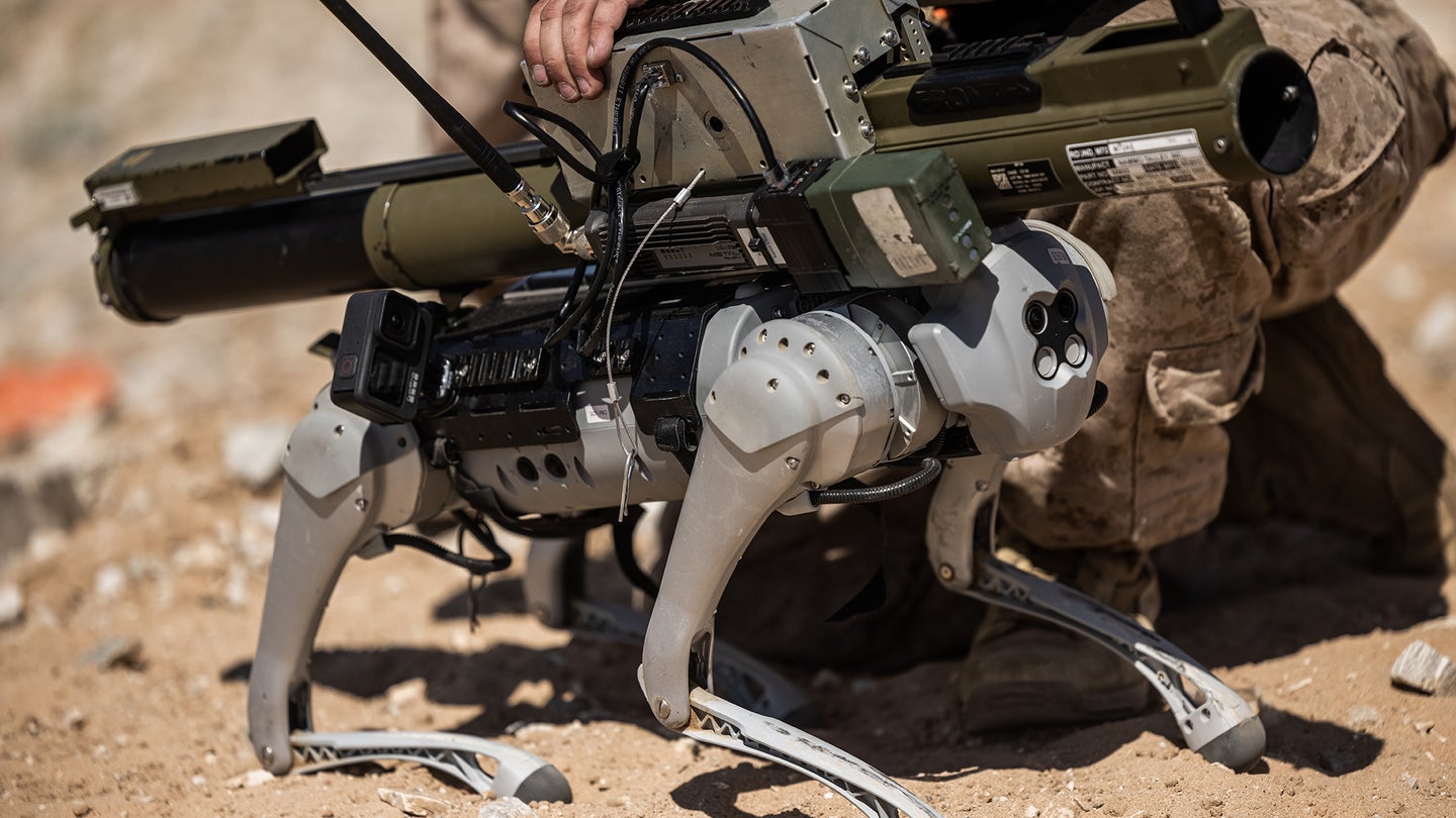 The robotic goat with the M72 Light Anti-Tank Weapon on Sept. 9, 2023. 