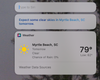 Mac screen showing the type to Siri feature with the Myrtle Beach weather forecast as a result.