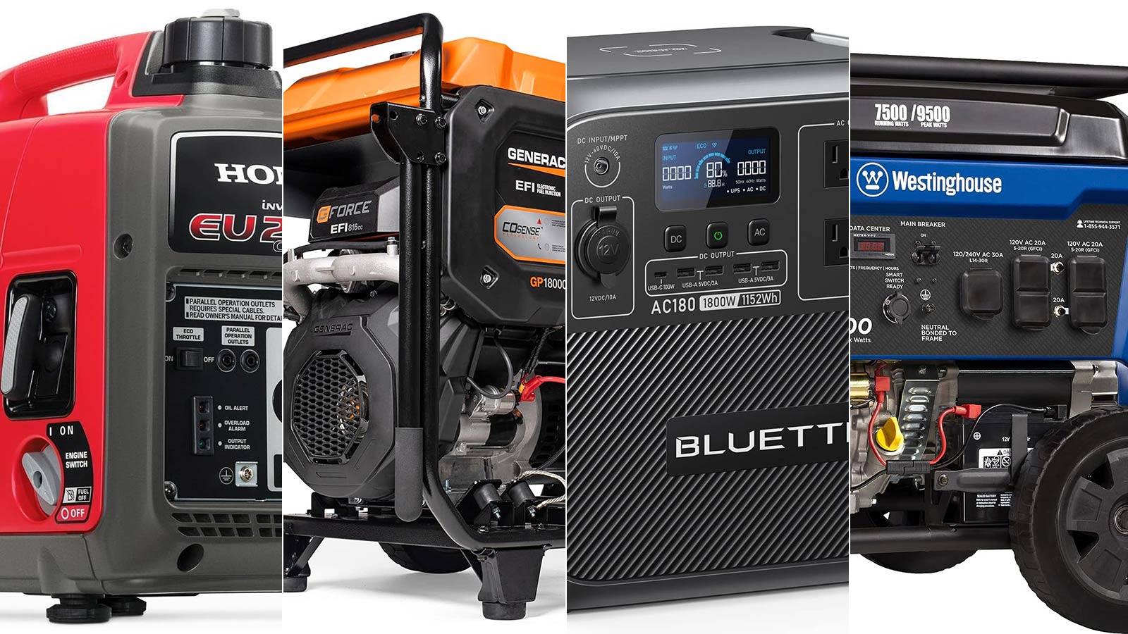 The best portable generators composited into a header image with four images