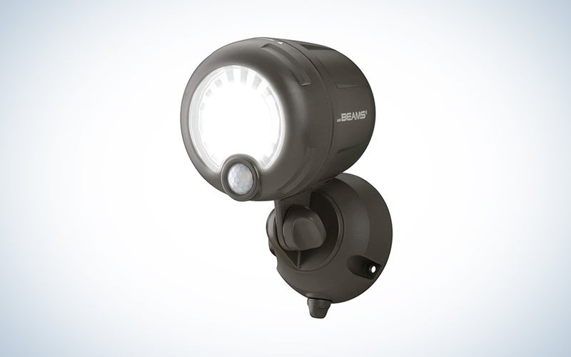 Black Beams Wireless Battery Operated Powered Motion Sensing Spotlight over a white background