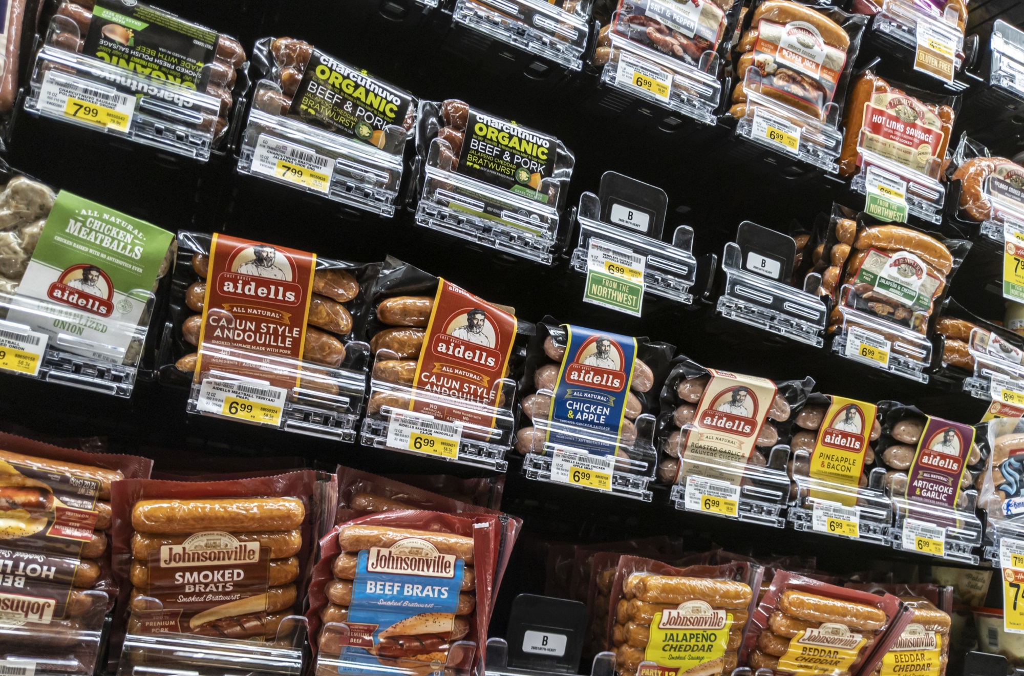 Hot dogs at the grocery store without meat warning labels