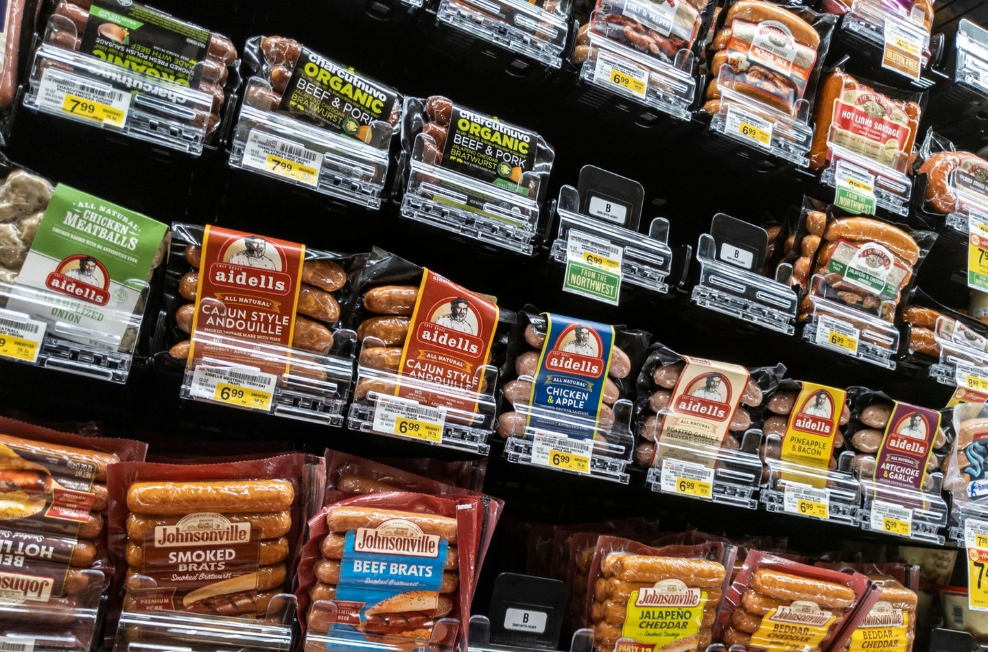 Hot dogs at the grocery store without meat warning labels