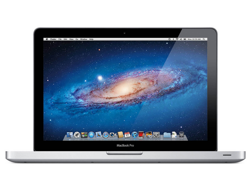 A refurbished Macbook Pro on a plain background