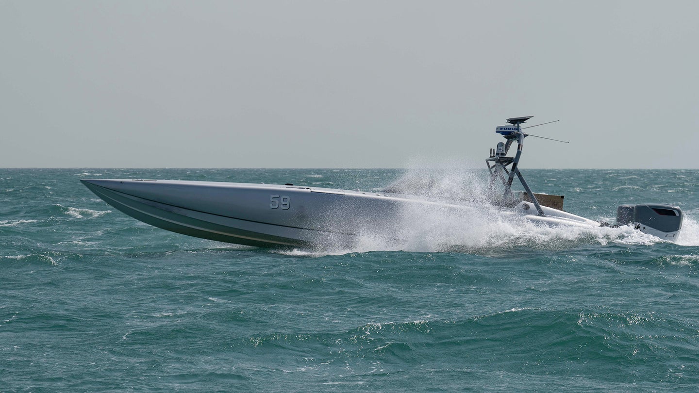 A MARTAC T-38 Devil Ray unmanned surface vehicle on Oct. 26 in the Persian Gulf.