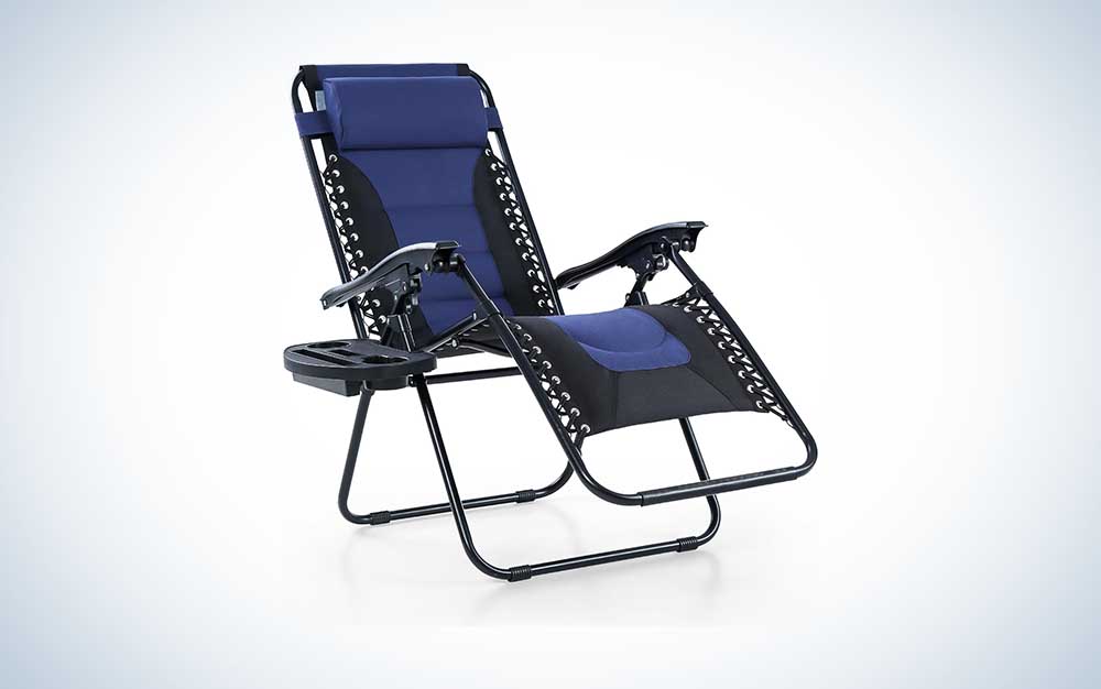 black and blue PHI VILLA Oversized Zero Gravity Chair on a white background
