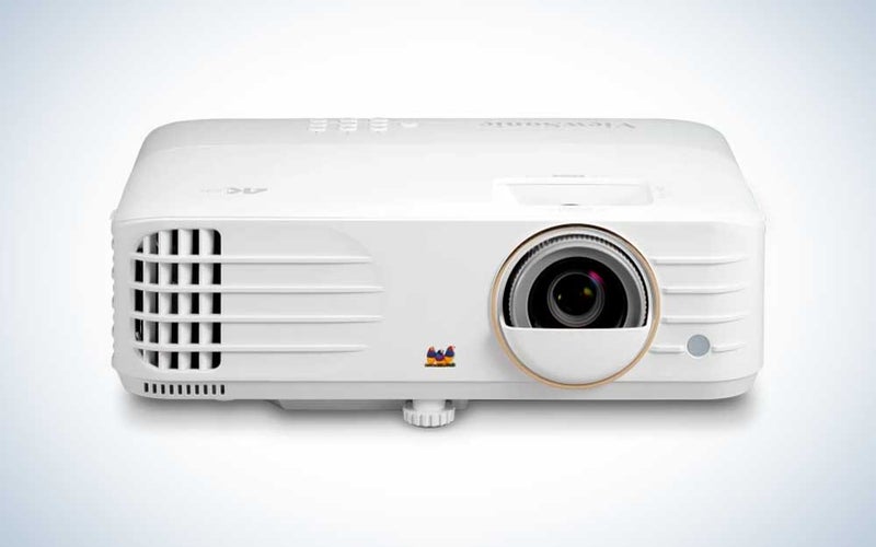 white ViewSonic PX748-4K UHD Projector over white background