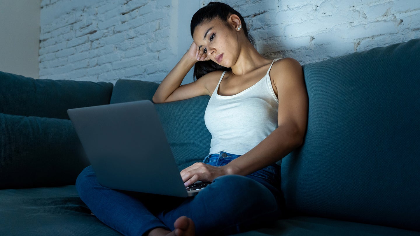 Woman binge-watching YouTube videos