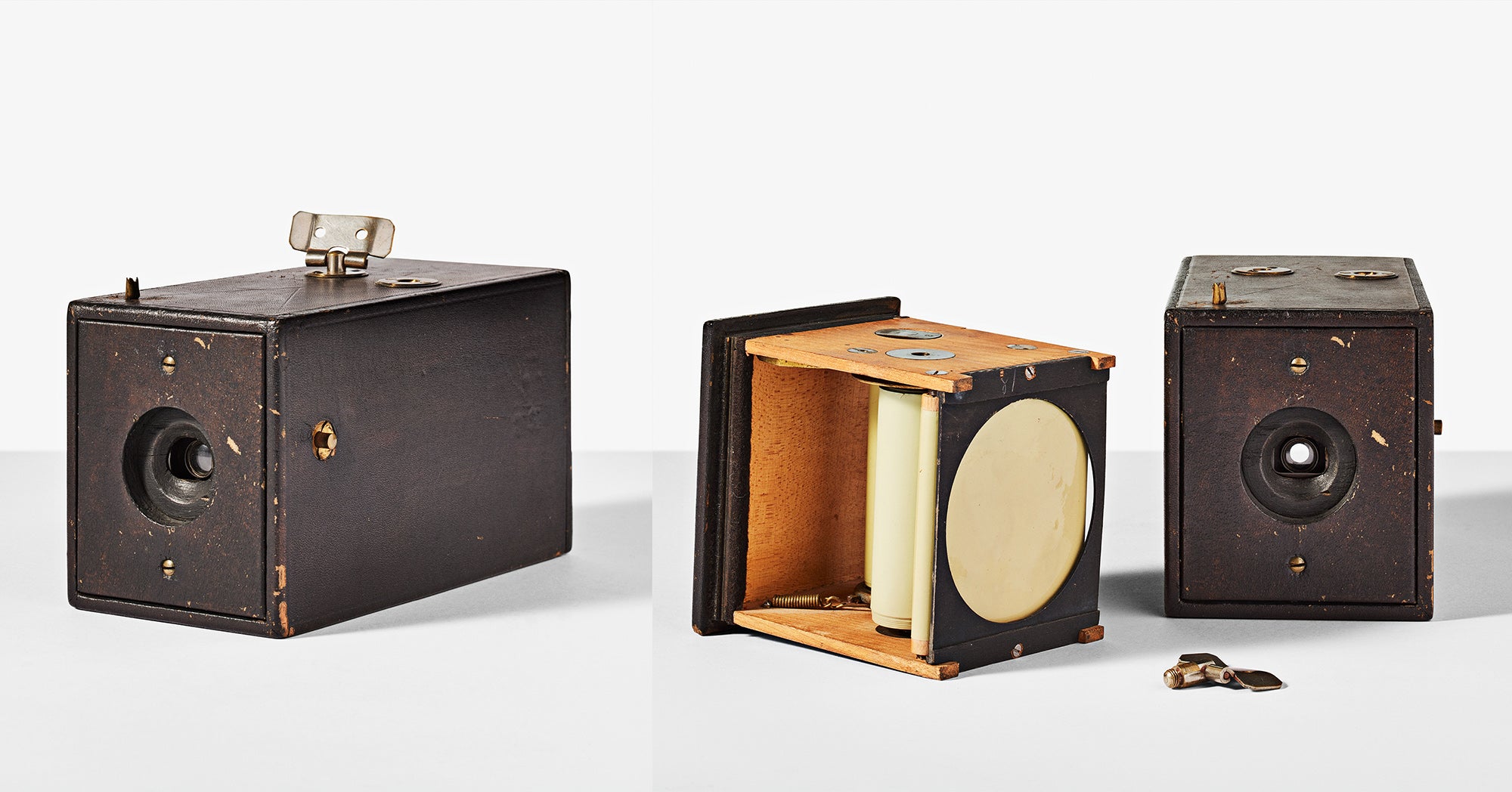 original Kodak camera from 1988, interior and exterior view, isolated on a background