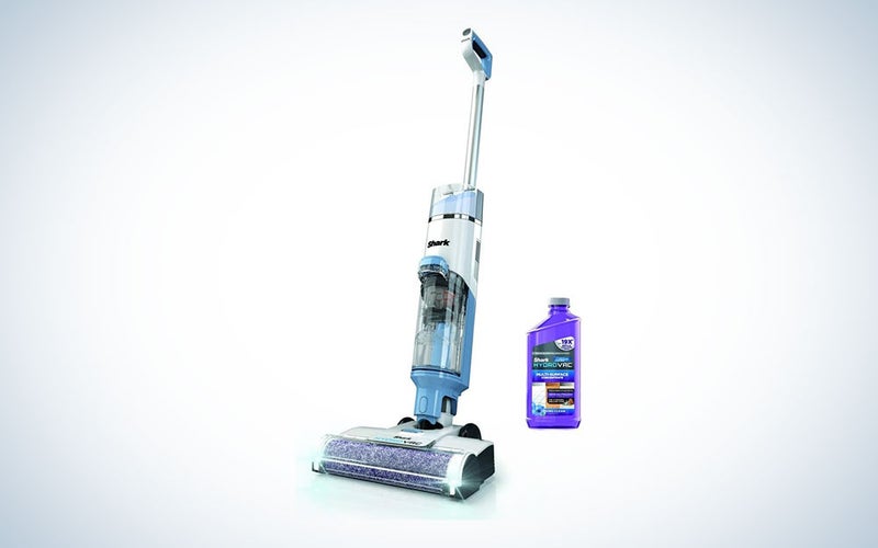 A Shark WD201 HydroVac Cordless Pro XL 3-in-1 Vacuum, Mop & Self-Cleaning System on a plain background