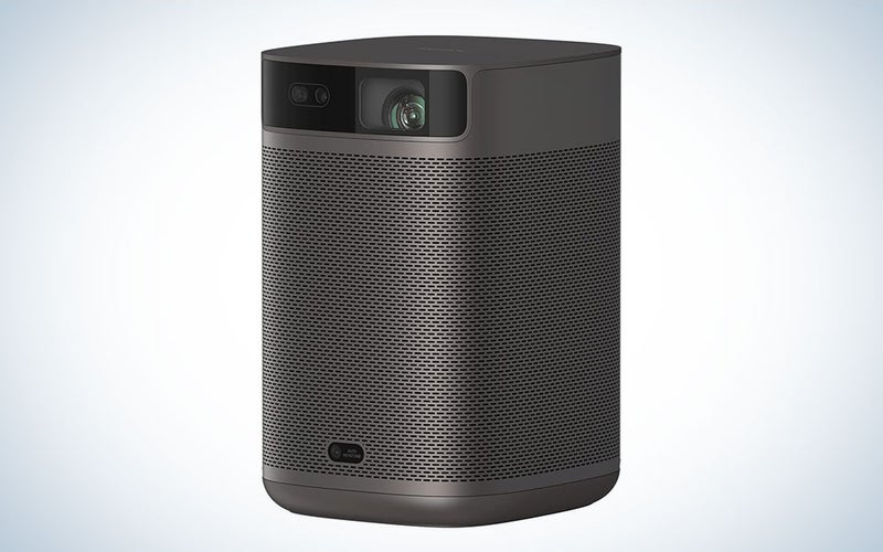 An XGIMI mini projector on a plain background