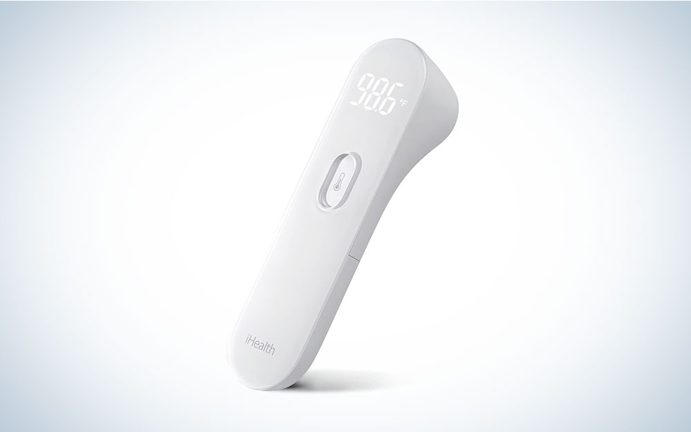 The iHealth No-Touch Forehead thermometer on a plain background