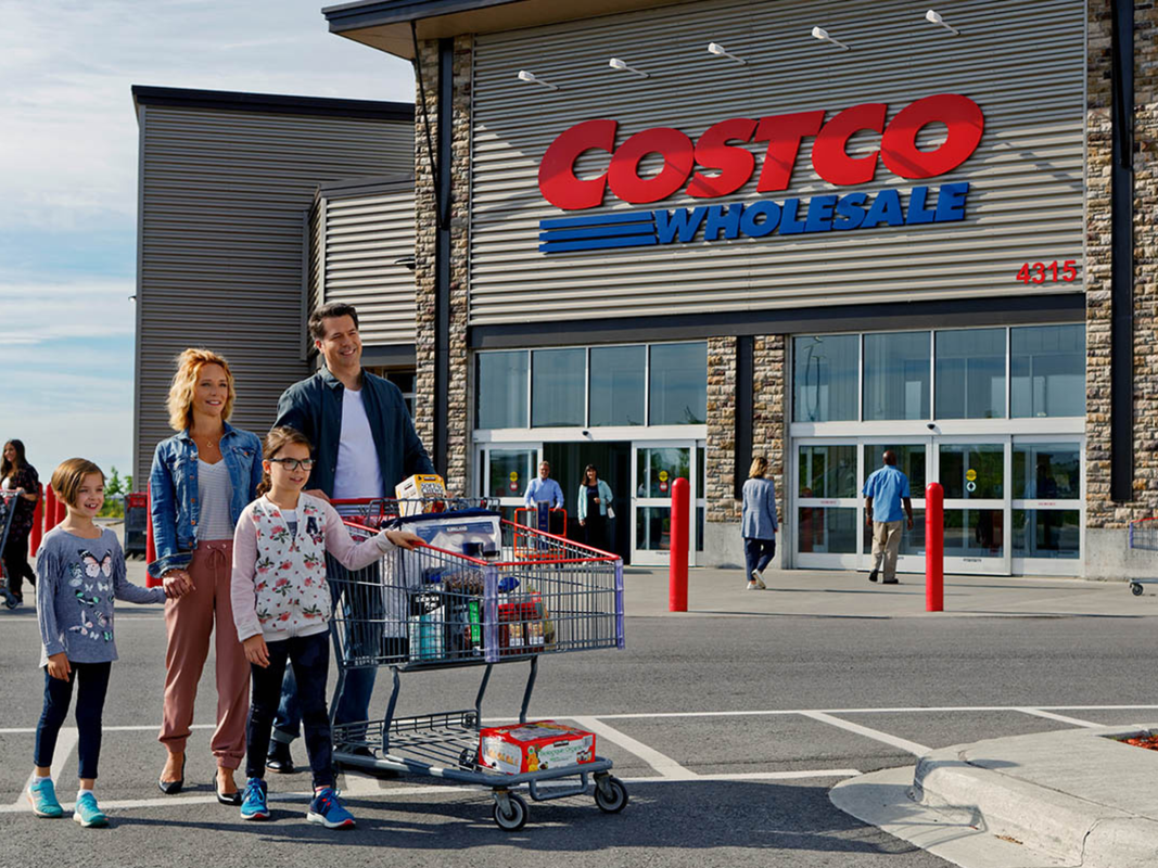 A family leaving Costco