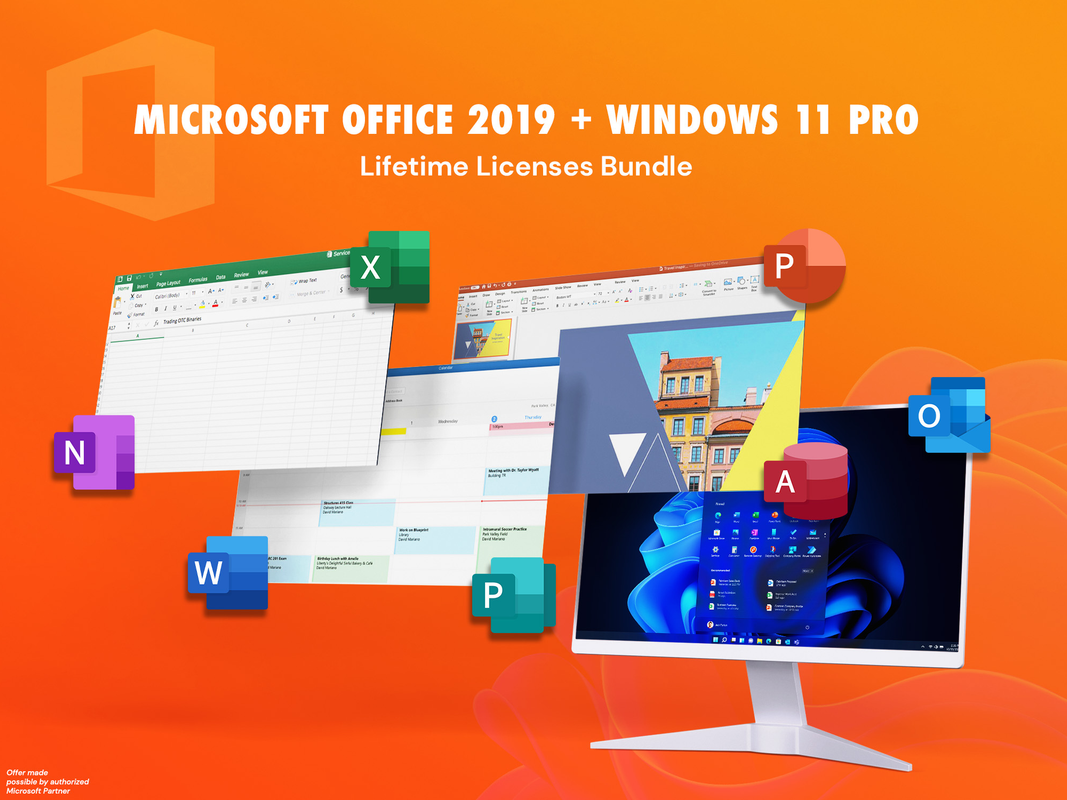 Microsoft Office and Windows 11 Pro pulled up on a computer.