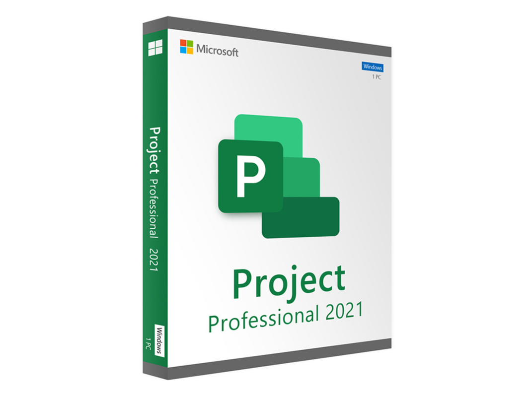 A Microsoft Project Professional 2021 package on a plain background.