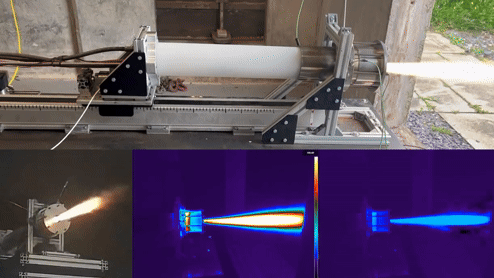 GIF of Ouroboros-3 test rocket igniting