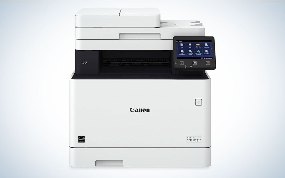 A Canon Canon Color imageCLASS MF741Cdw AirPrint printer on a plain background
