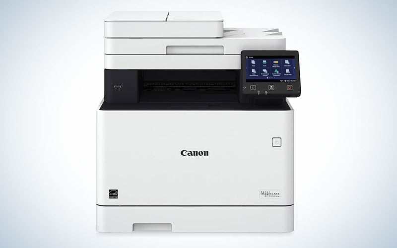 A Canon Canon Color imageCLASS MF741Cdw AirPrint printer on a plain background