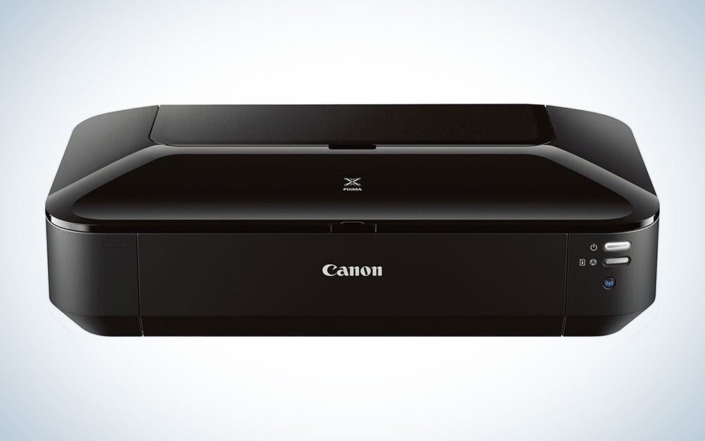 A black Canon PIXMA iX6820 AirPrint printer on a plain background.