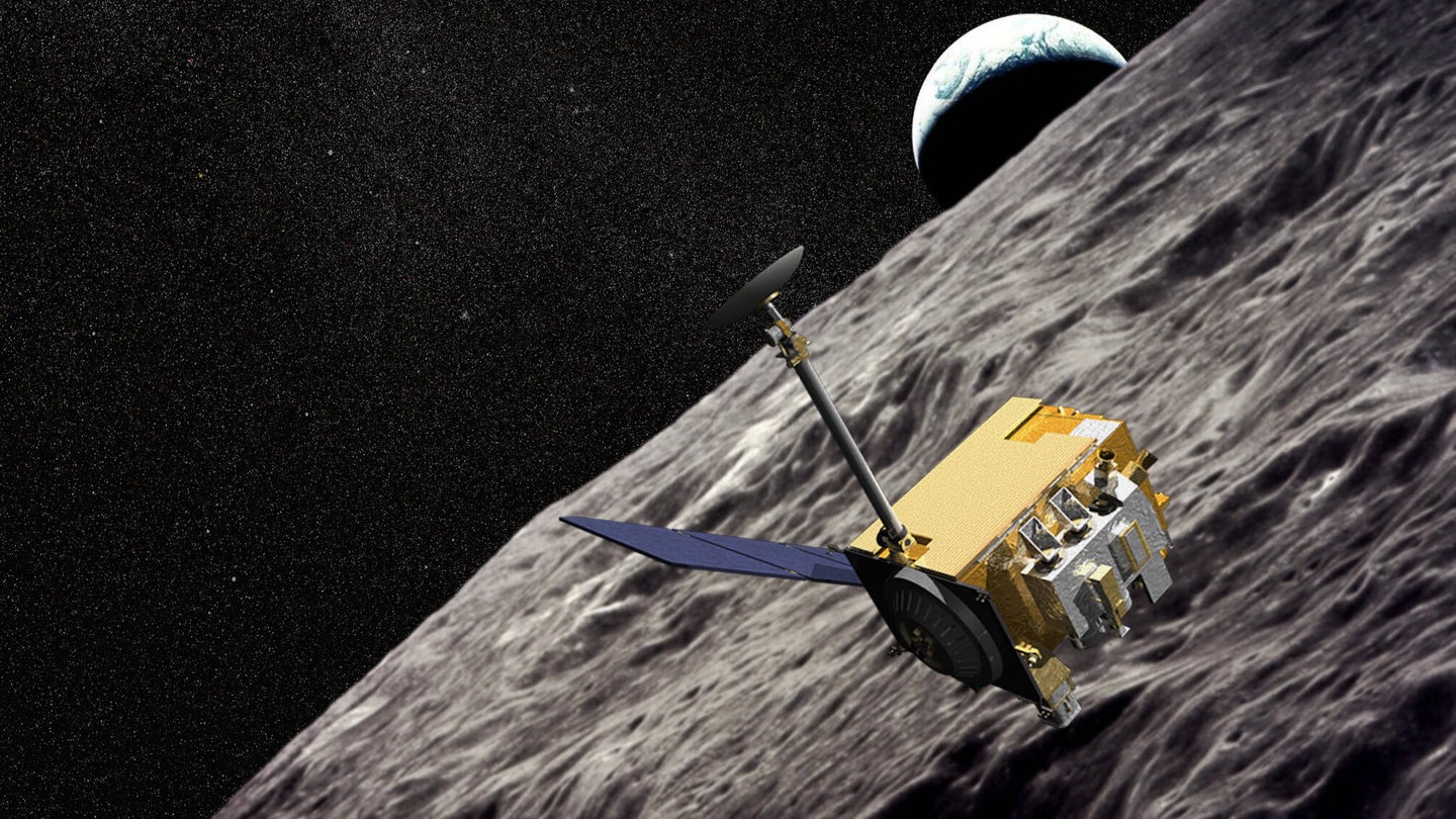 Lunar Reconnaissance Orbiter concept art above moon