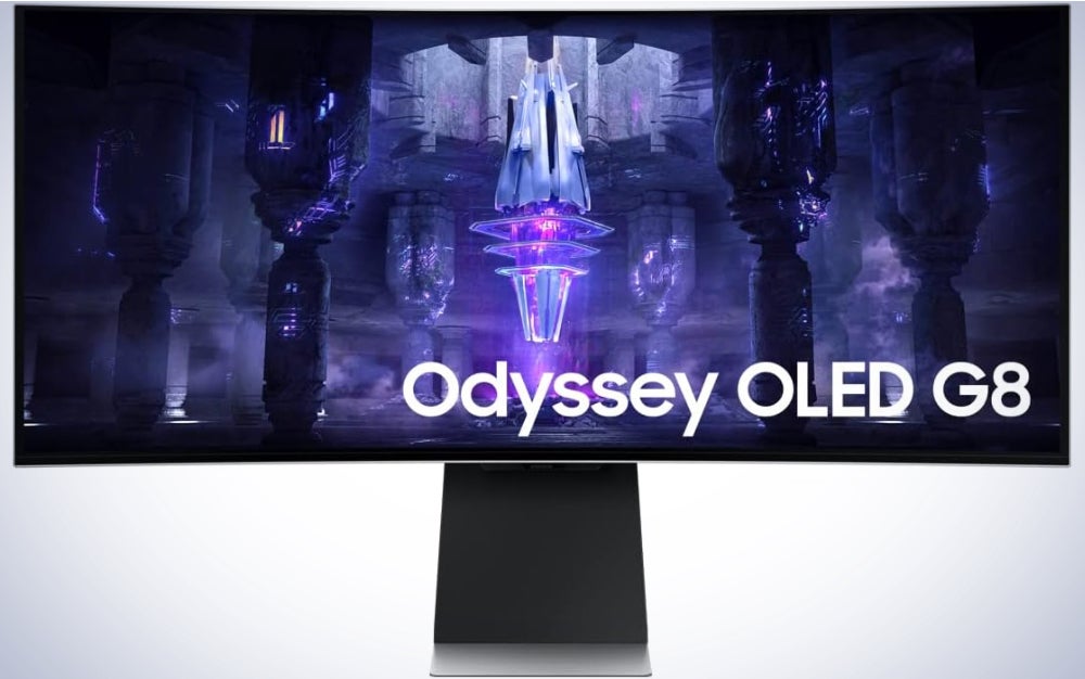 Samsung Odyssey OLED G8 on a plain white background.