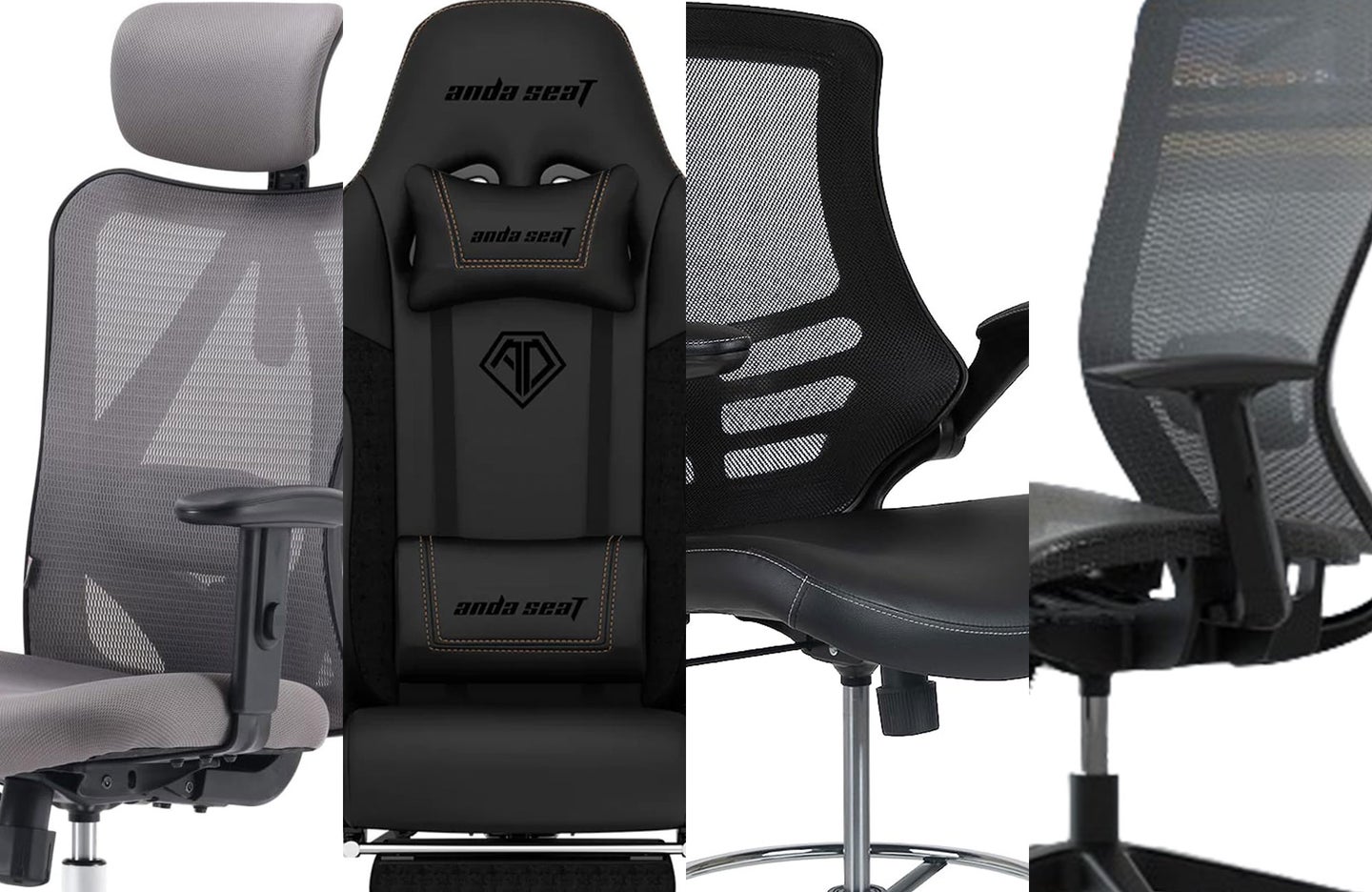 A lineup of the best office chairs under $200 in four vertical panels.