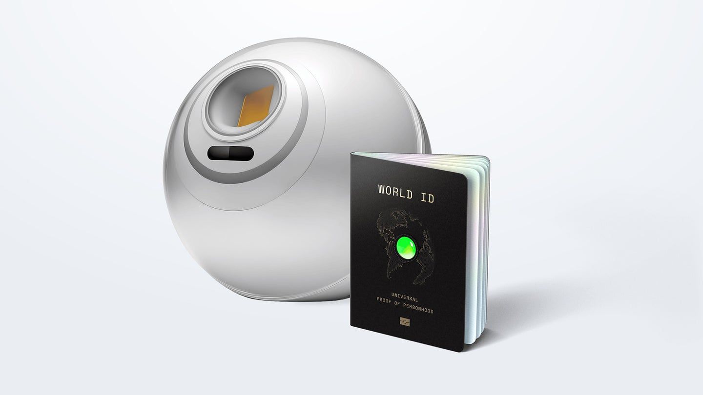 Worldcoin’s initial basketball-sized iris-scanning Orb resembles an all-seeing floating eyeball.