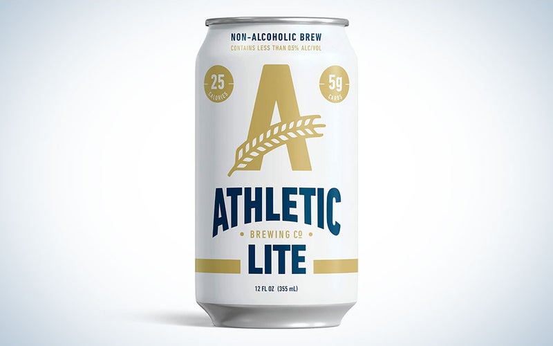 A can of Athletic Brewing Company Athletic Lite NA beer on a plain background