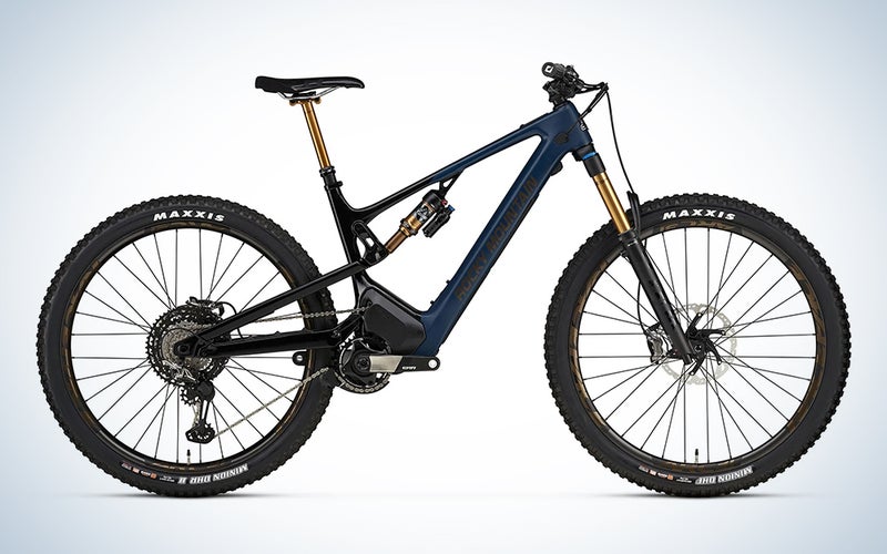 Blue and gold Rocky Mountain Instinct Powerplay C90 best full suspension e-bike design product image