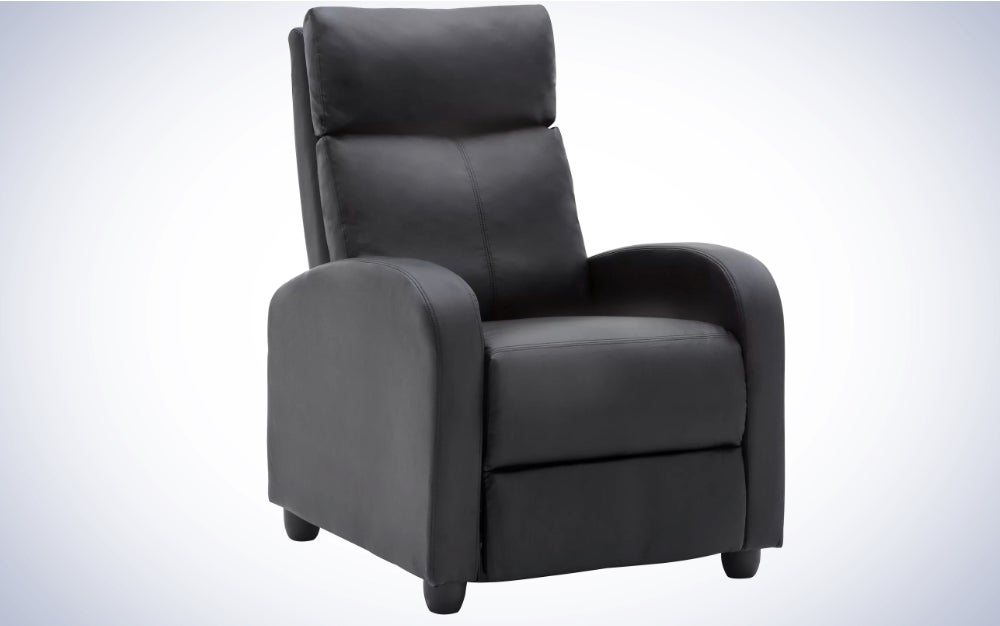 Wade Logan Atze Faux Leather Home Theater Seat on a plain white background.