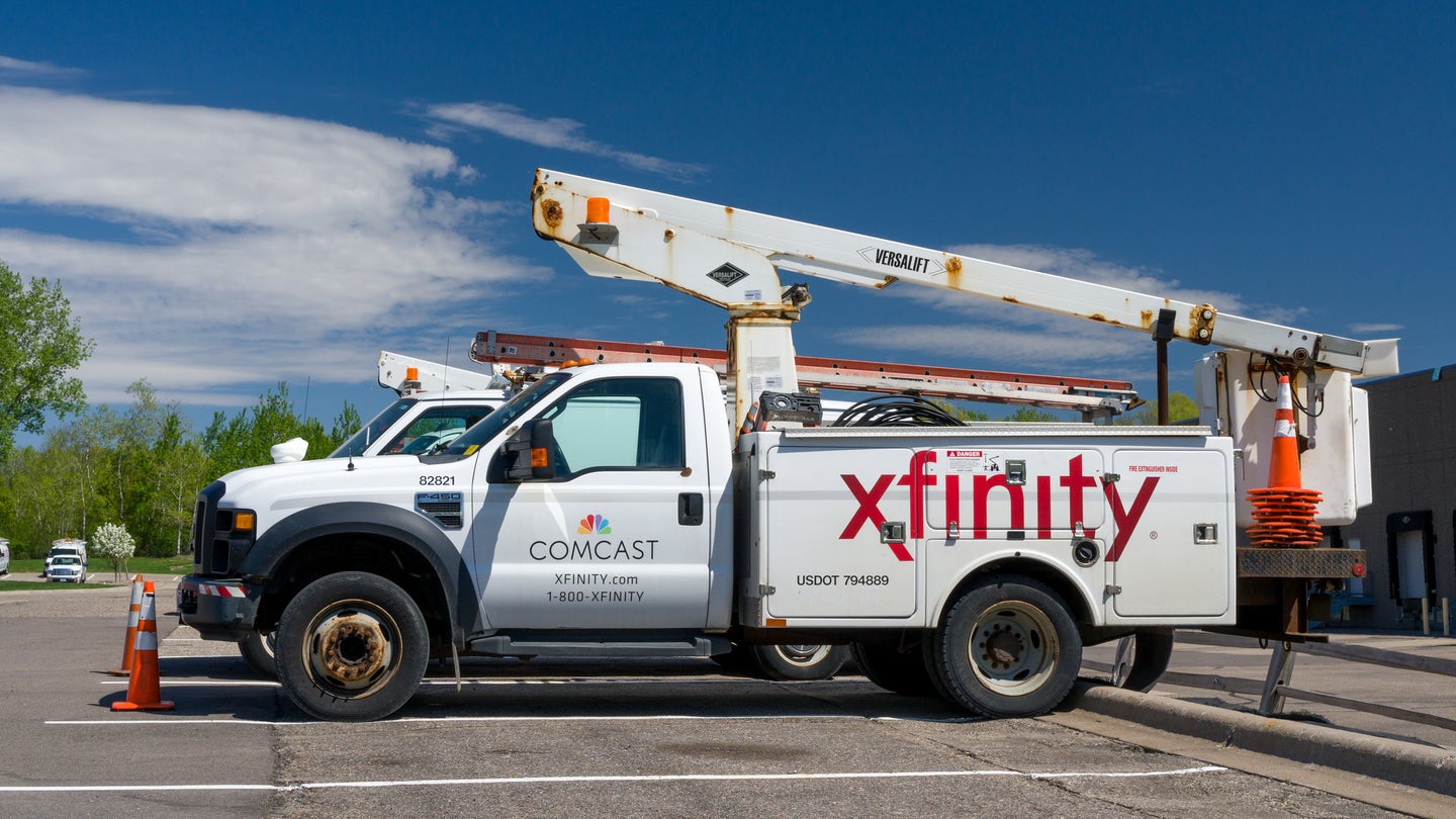 Comcast Xfinity utility vehicle in parking lot