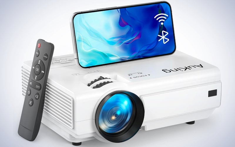 AuKing Projector with WiFi and Bluetooth on a plain white background.