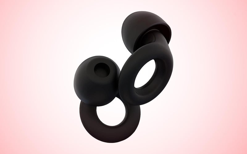 A pair of Loop earplugs on a plain background